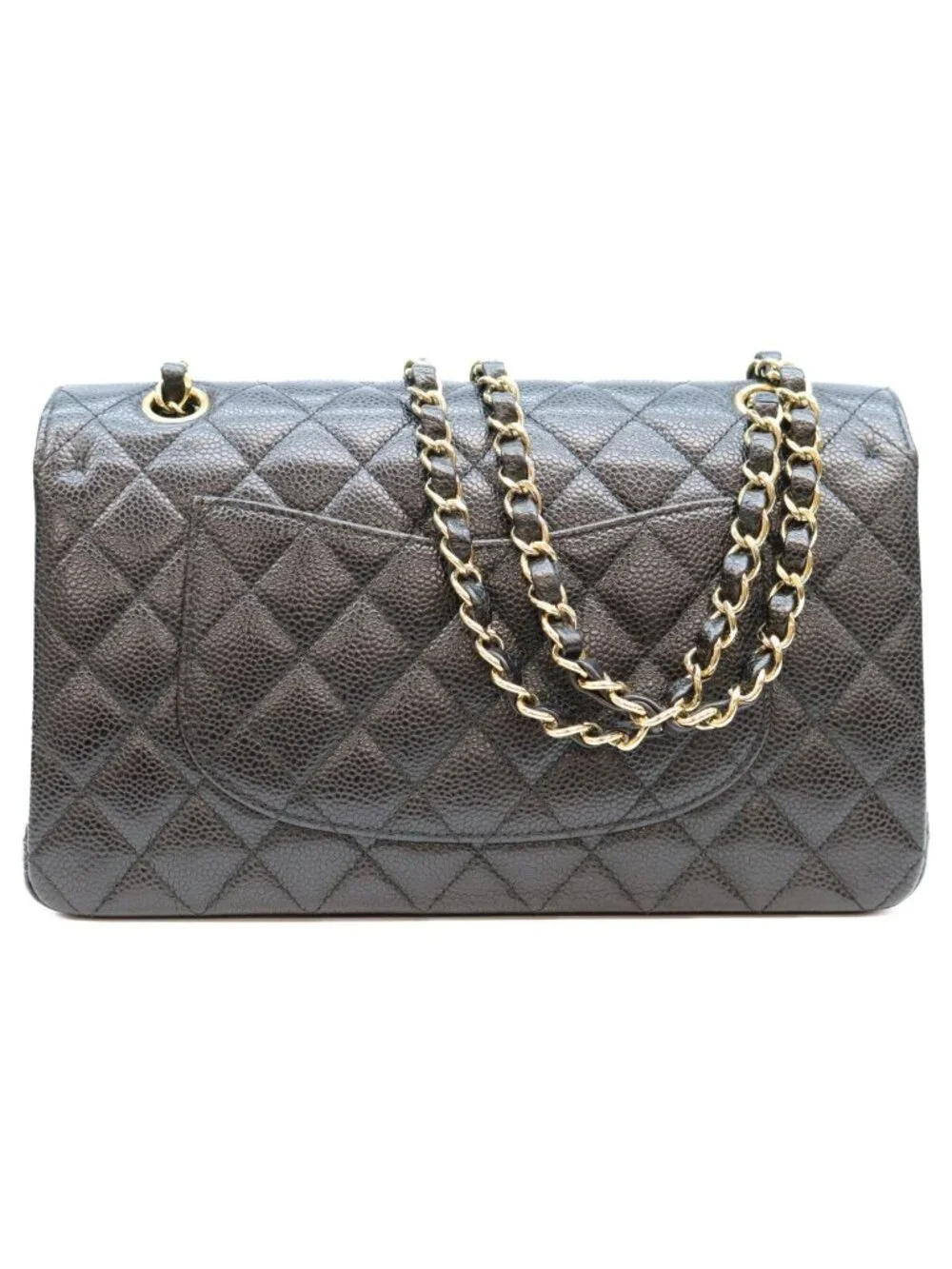 Chanel Black Caviar Gold Quilted 25 Shoulder Bag